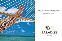 Paradise Resort Rentals Postcard - Relax